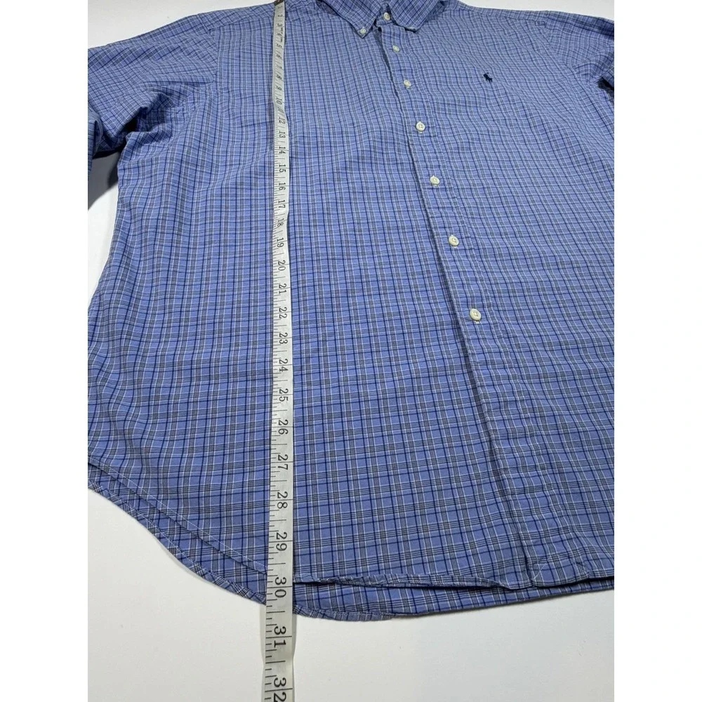 Ralph Lauren Button Down Shirt Mens Size 2XL Classic Fit Blue White Check